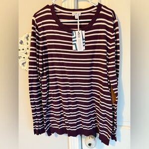 Market & Spruce NWT Striped Purple Top with Elbow Patch